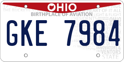 OH license plate GKE7984