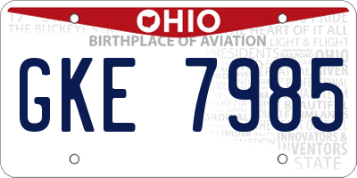 OH license plate GKE7985