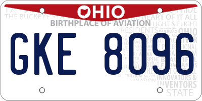 OH license plate GKE8096