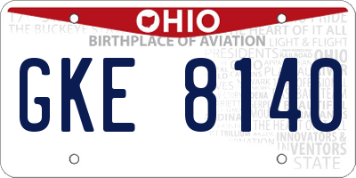 OH license plate GKE8140