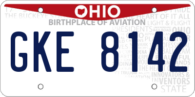 OH license plate GKE8142