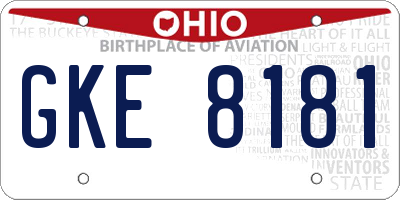 OH license plate GKE8181