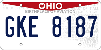 OH license plate GKE8187