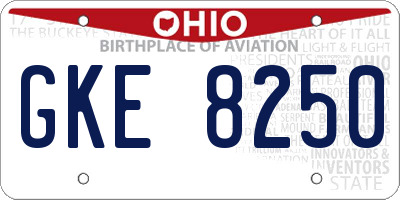 OH license plate GKE8250