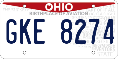 OH license plate GKE8274
