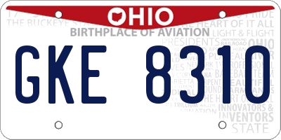 OH license plate GKE8310