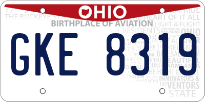 OH license plate GKE8319