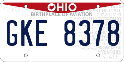 OH license plate GKE8378