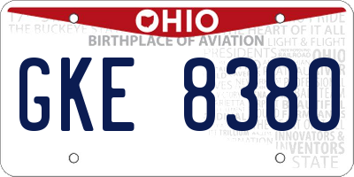 OH license plate GKE8380