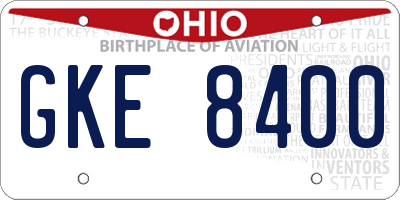 OH license plate GKE8400