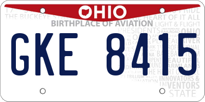 OH license plate GKE8415