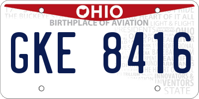 OH license plate GKE8416