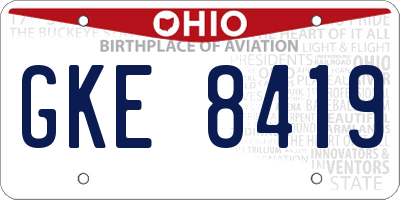 OH license plate GKE8419