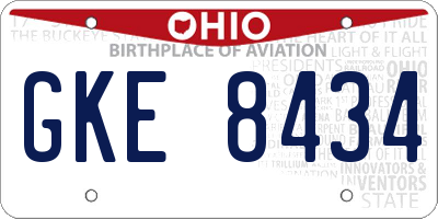 OH license plate GKE8434