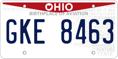 OH license plate GKE8463