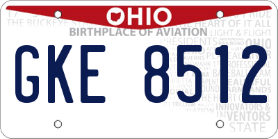 OH license plate GKE8512