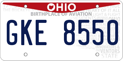OH license plate GKE8550