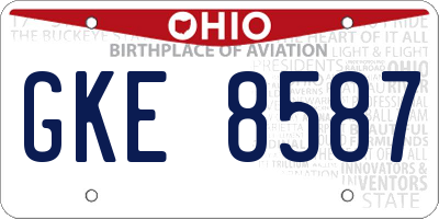 OH license plate GKE8587