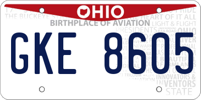 OH license plate GKE8605