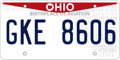 OH license plate GKE8606