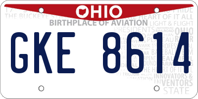 OH license plate GKE8614