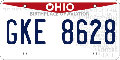 OH license plate GKE8628