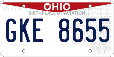 OH license plate GKE8655