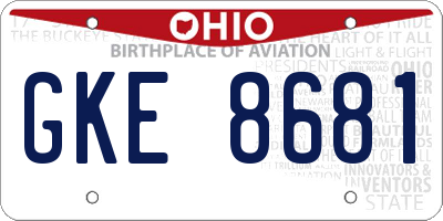 OH license plate GKE8681