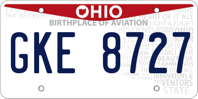 OH license plate GKE8727