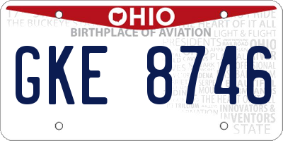 OH license plate GKE8746