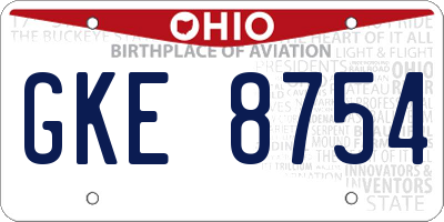 OH license plate GKE8754