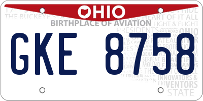 OH license plate GKE8758