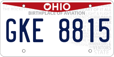 OH license plate GKE8815