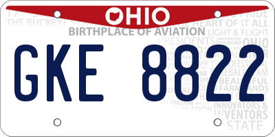 OH license plate GKE8822