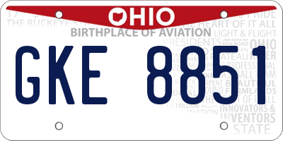 OH license plate GKE8851