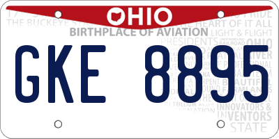 OH license plate GKE8895