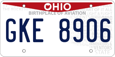 OH license plate GKE8906
