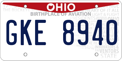 OH license plate GKE8940