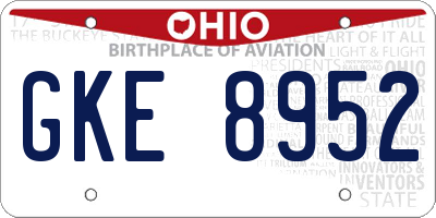 OH license plate GKE8952