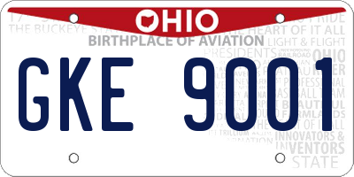 OH license plate GKE9001