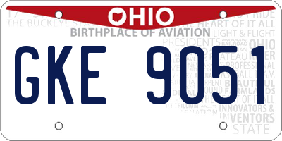 OH license plate GKE9051