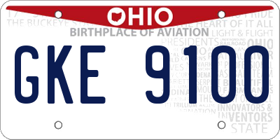 OH license plate GKE9100