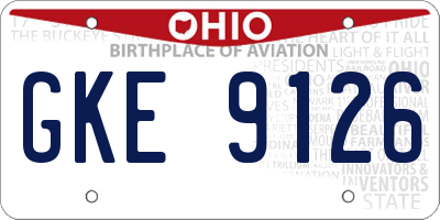 OH license plate GKE9126