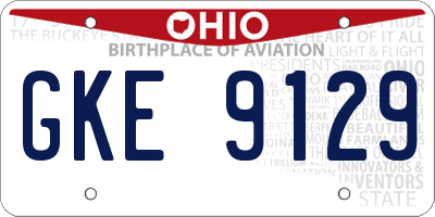 OH license plate GKE9129
