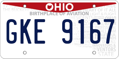 OH license plate GKE9167