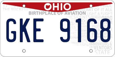 OH license plate GKE9168