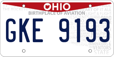 OH license plate GKE9193