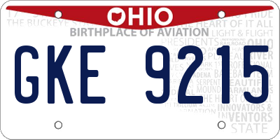 OH license plate GKE9215