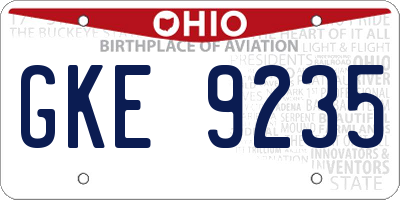 OH license plate GKE9235