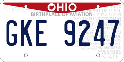 OH license plate GKE9247
